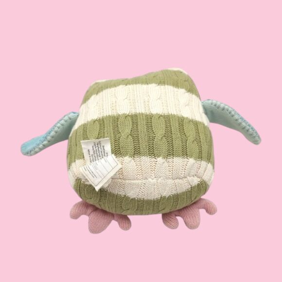 Pottery Barn Kids PBK Stuffed Toy Owl Weighted Cable Knit Plush Pillow Doorstop - Picture 9 of 13